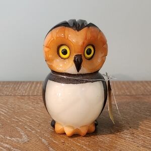 FUGO PICCOLO Alabaster Owl Hand Painted By Alabastri Ducceschi Italy 4" tall